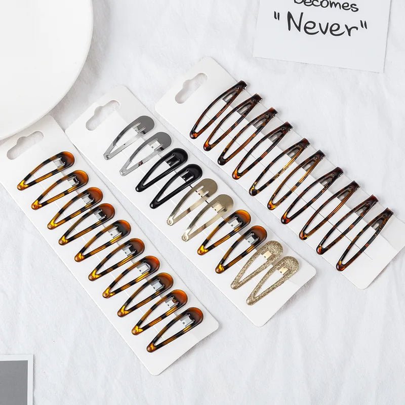 10/20/set Women Black Waterdrop Shape Basic Alloy Hair Clips BB hairpins Barrettes Fashion Hair Accessories Wholesale заколки - PratSN