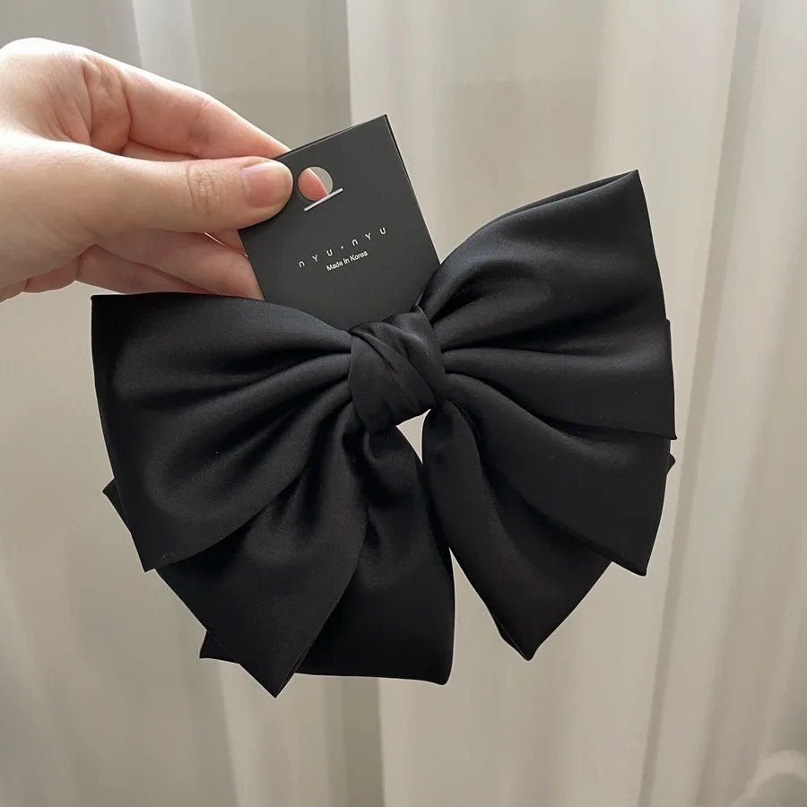 1pc Korean version autumn and winter new black bow hair clip, hair clip, back of the head clip, top clip, hair accessory - PratSN