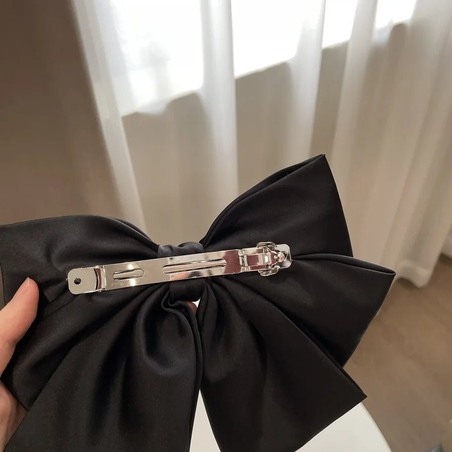 1pc Korean version autumn and winter new black bow hair clip, hair clip, back of the head clip, top clip, hair accessory - PratSN