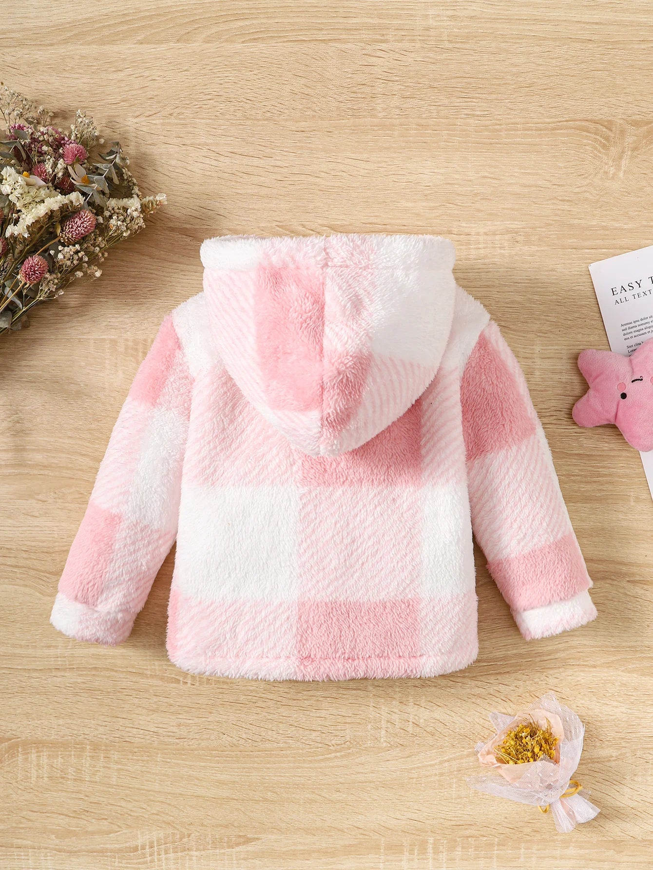 2 - 8 Years Kids Girl Plush Overcoat Long Sleeves Lapel Zippered Coat for Winter Outdoor Wear Fashion Color Blocking Warm Top - PratSN