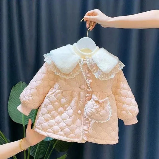 2023 New Cartoon Jackets Winter Girls Cute Thicken Warm Outerwear Baby Plus Velvet Coats Children Cotton Overcoat For 2 - 6 Years - PratSN