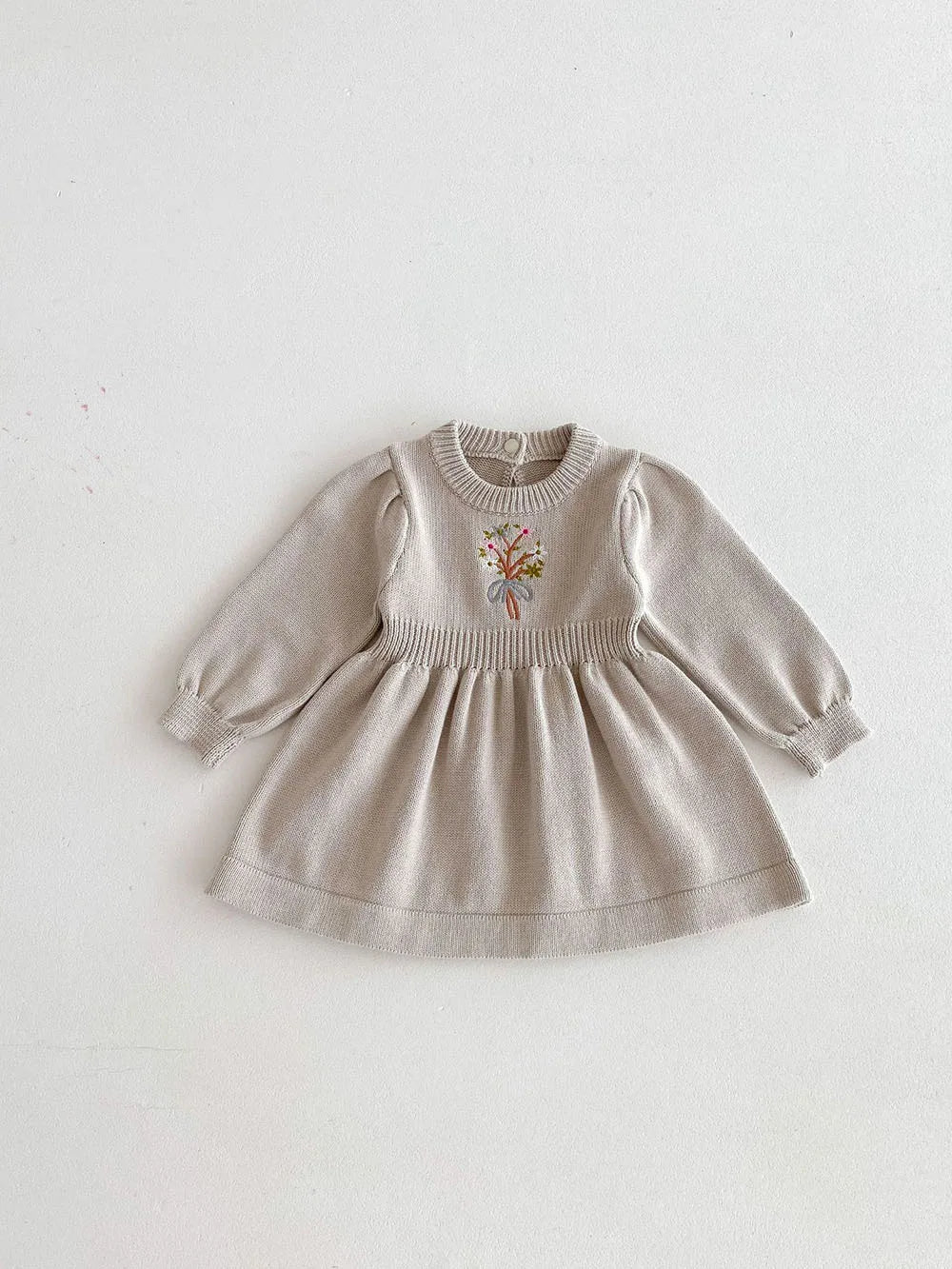 2024 Autumn New Baby Girls Clothes Embroidery Dress for Girls Knit A Line Dress Infant Girls Clothing - PratSN