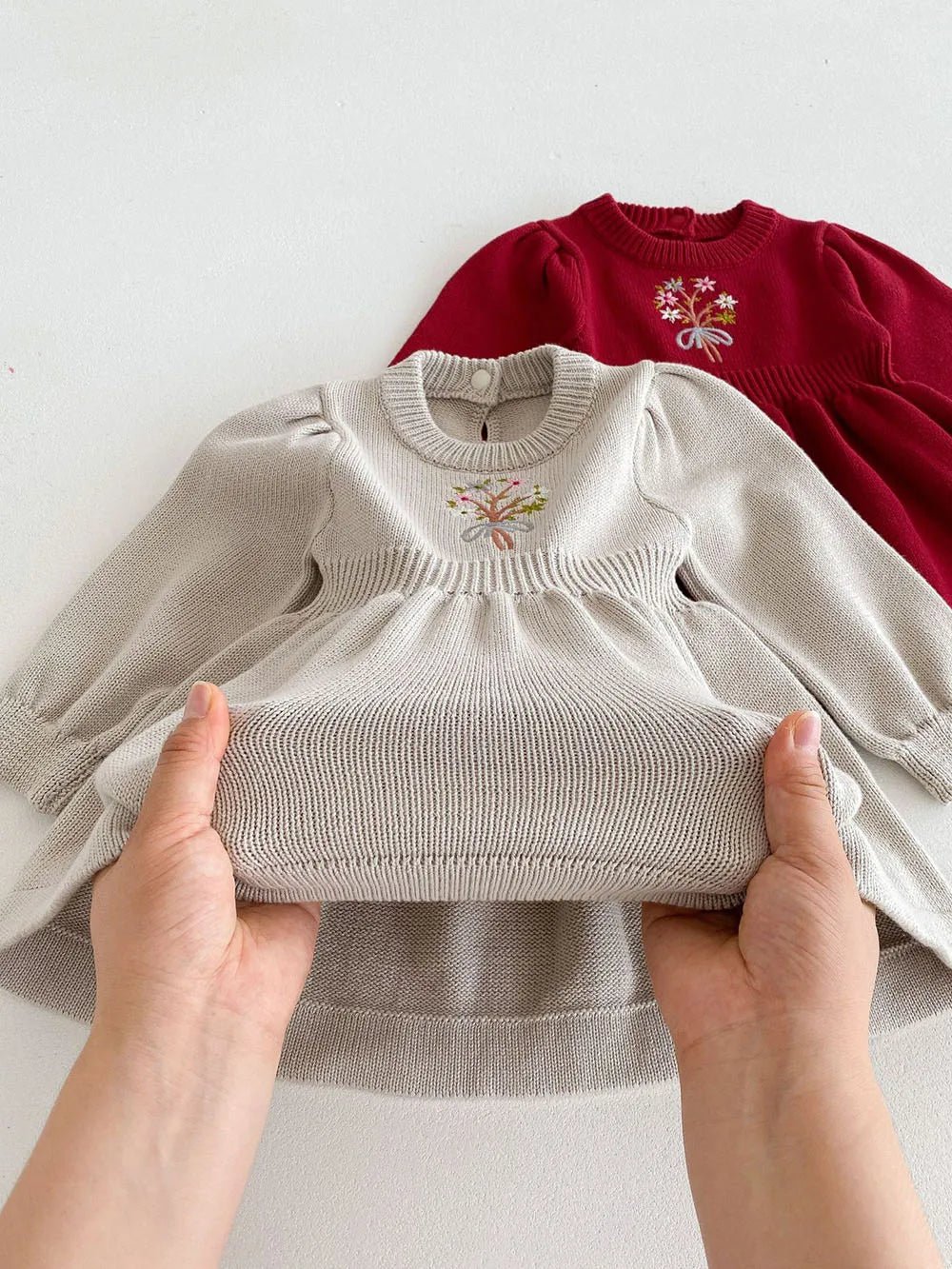 2024 Autumn New Baby Girls Clothes Embroidery Dress for Girls Knit A Line Dress Infant Girls Clothing - PratSN
