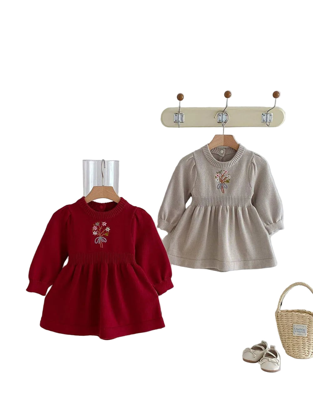 2024 Autumn New Baby Girls Clothes Embroidery Dress for Girls Knit A Line Dress Infant Girls Clothing - PratSN