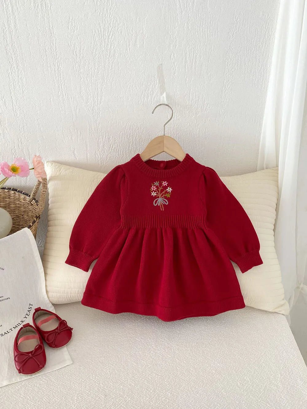 2024 Autumn New Baby Girls Clothes Embroidery Dress for Girls Knit A Line Dress Infant Girls Clothing - PratSN