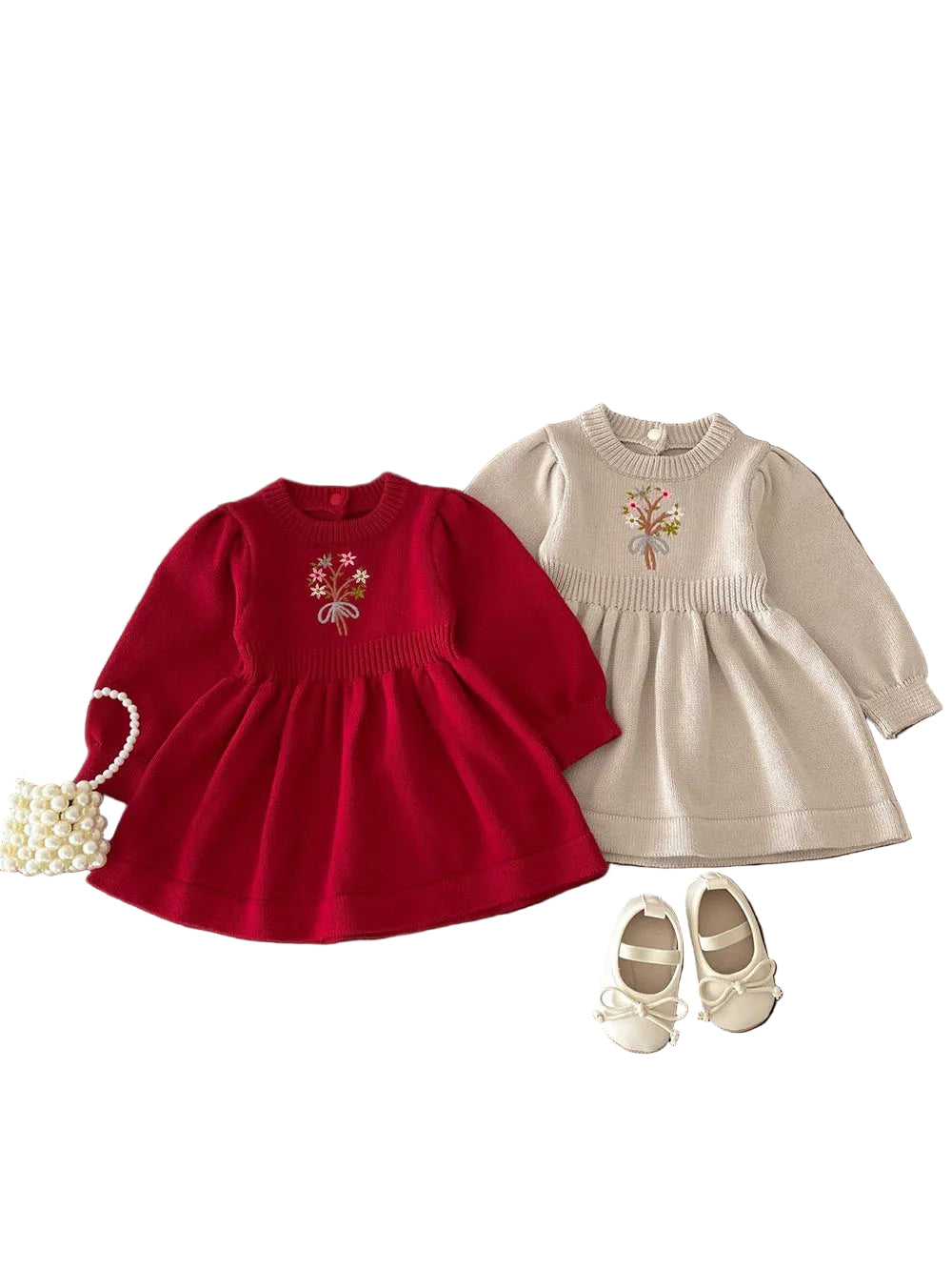 2024 Autumn New Baby Girls Clothes Embroidery Dress for Girls Knit A Line Dress Infant Girls Clothing - PratSN
