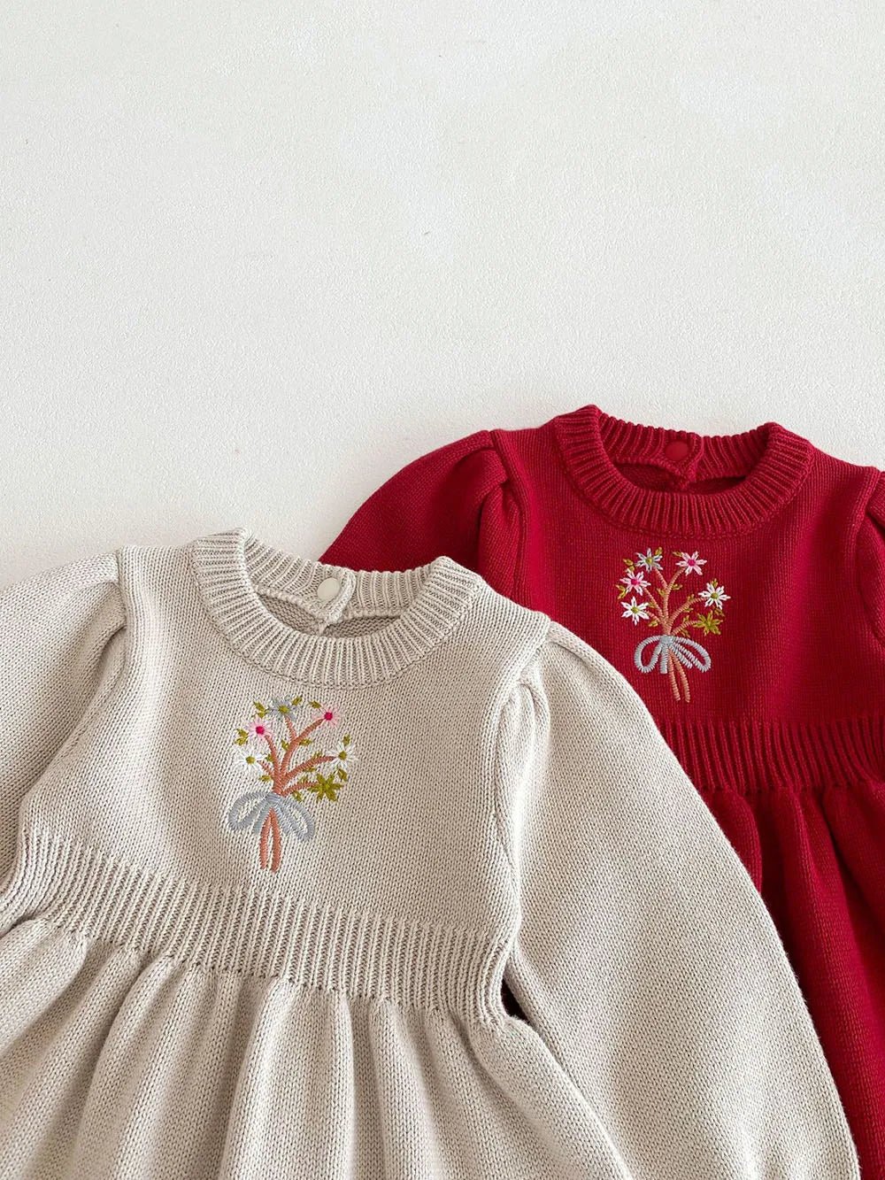 2024 Autumn New Baby Girls Clothes Embroidery Dress for Girls Knit A Line Dress Infant Girls Clothing - PratSN