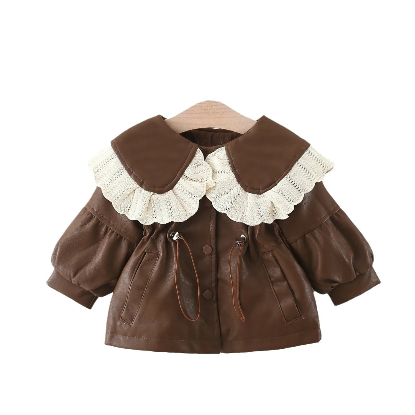 2024 Autumn Winter Outerwear Baby Girl Coats Korean Style Fashion PU Doll Collar Cute Newborn Warm Jacket Toddler Clothes BC853 - PratSN
