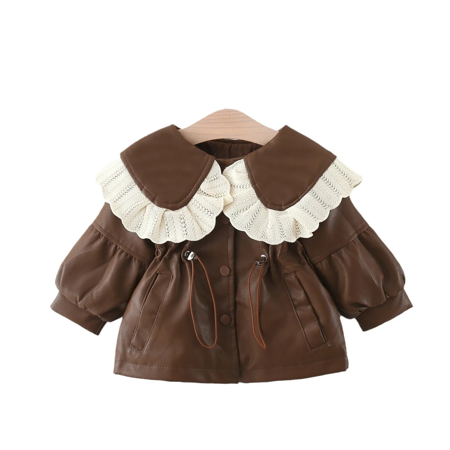 2024 Autumn Winter Outerwear Baby Girl Coats Korean Style Fashion PU Doll Collar Cute Newborn Warm Jacket Toddler Clothes BC853 - PratSN