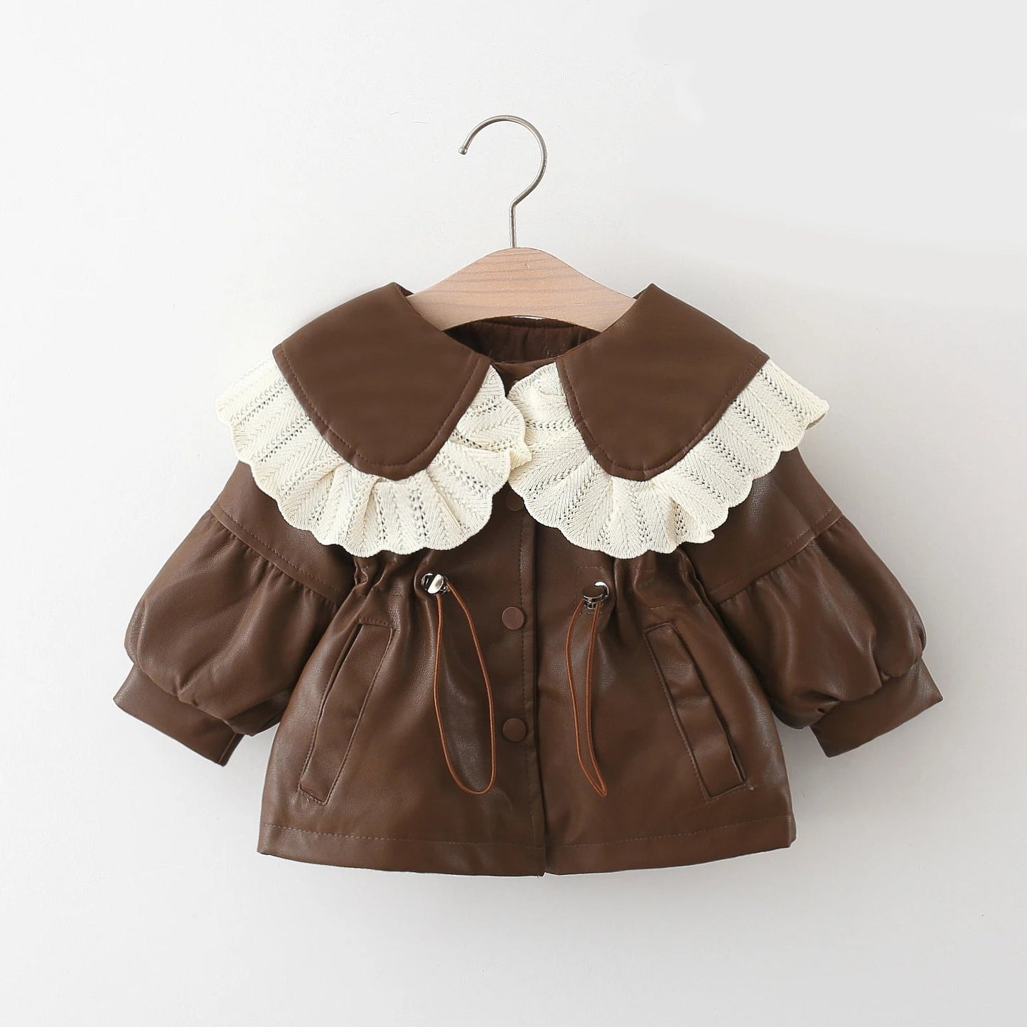 2024 Autumn Winter Outerwear Baby Girl Coats Korean Style Fashion PU Doll Collar Cute Newborn Warm Jacket Toddler Clothes BC853 - PratSN