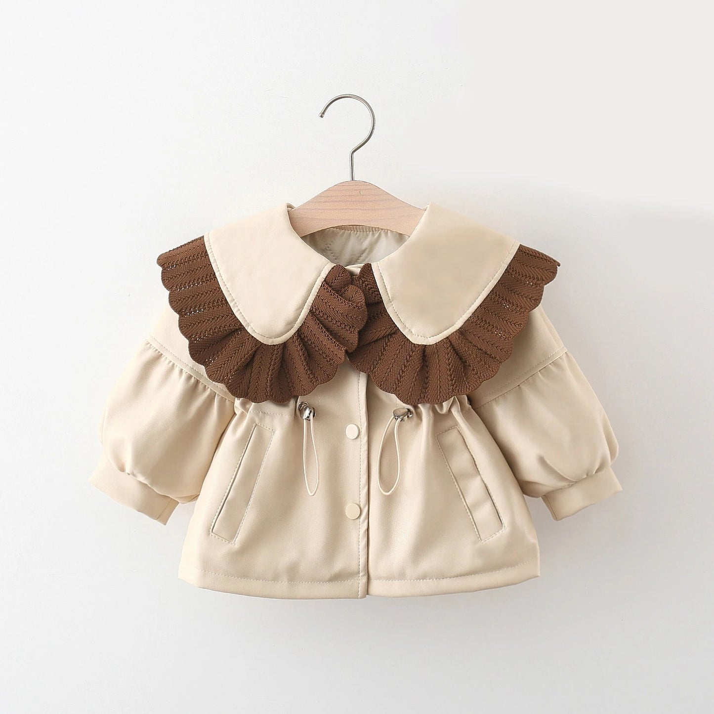 2024 Autumn Winter Outerwear Baby Girl Coats Korean Style Fashion PU Doll Collar Cute Newborn Warm Jacket Toddler Clothes BC853 - PratSN