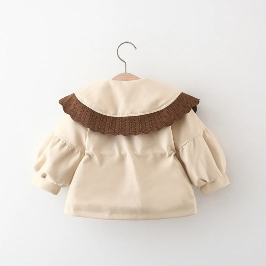 2024 Autumn Winter Outerwear Baby Girl Coats Korean Style Fashion PU Doll Collar Cute Newborn Warm Jacket Toddler Clothes BC853 - PratSN