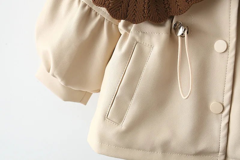 2024 Autumn Winter Outerwear Baby Girl Coats Korean Style Fashion PU Doll Collar Cute Newborn Warm Jacket Toddler Clothes BC853 - PratSN