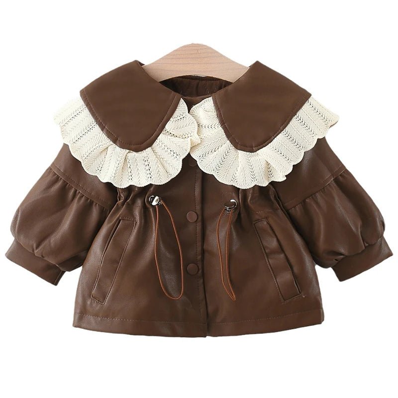 2024 Autumn Winter Outerwear Baby Girl Coats Korean Style Fashion PU Doll Collar Cute Newborn Warm Jacket Toddler Clothes BC853 - PratSN