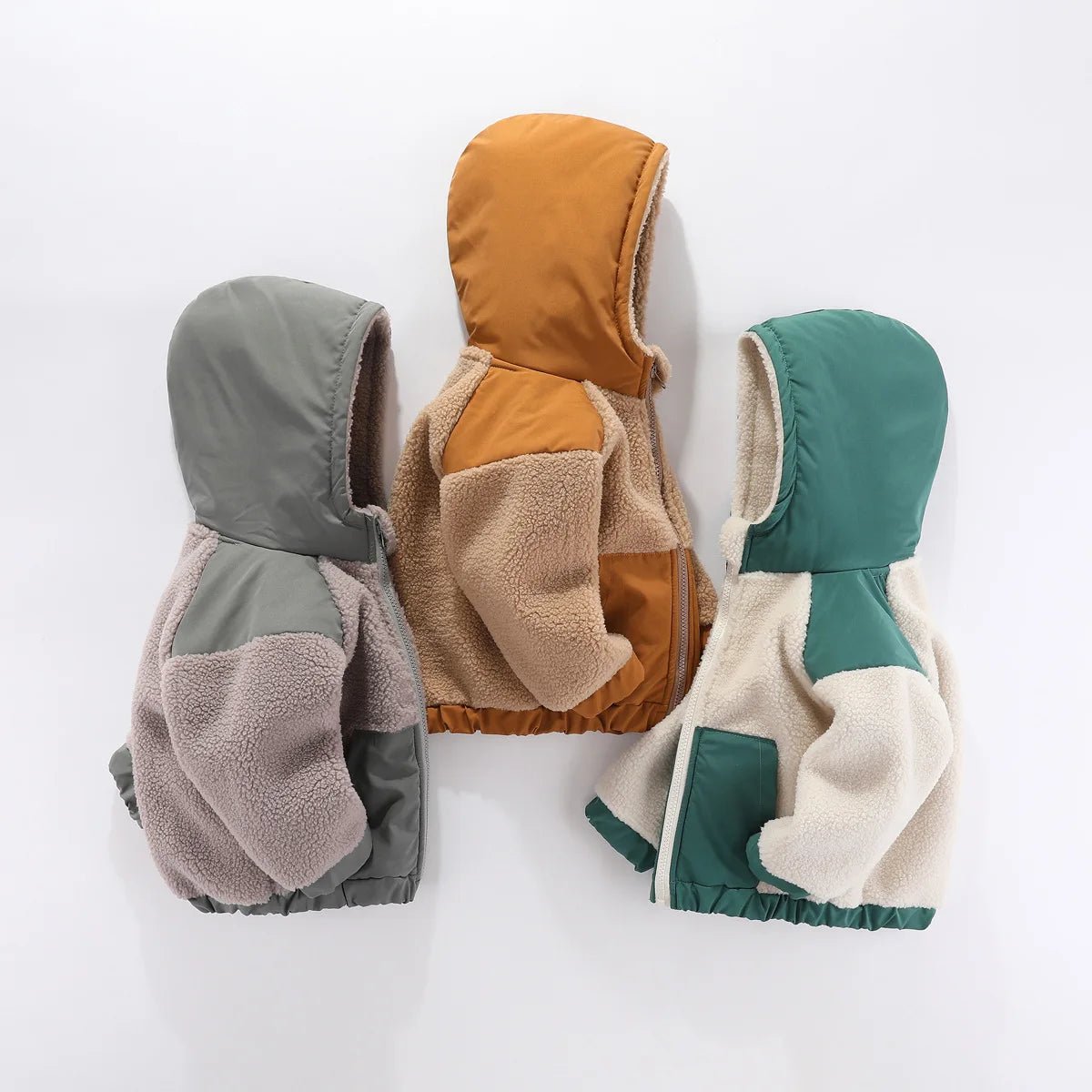 2024 Autumn/Winter New Thickened Cotton Coat Lamb Fleece Warm Hooded Color Block Coat 2 - 7 Year Old Outdoor Childrens Coat - PratSN