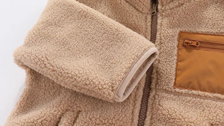 2024 Autumn/Winter New Thickened Cotton Coat Lamb Fleece Warm Hooded Color Block Coat 2 - 7 Year Old Outdoor Childrens Coat - PratSN