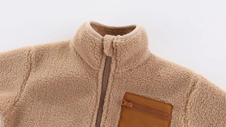 2024 Autumn/Winter New Thickened Cotton Coat Lamb Fleece Warm Hooded Color Block Coat 2 - 7 Year Old Outdoor Childrens Coat - PratSN