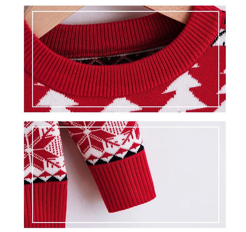 2024 Christmas Sweatshirts Winter Boy Girl Print Knit Sweater Pullover Cotton Clothes Autumn Kids Slouchy Soft Clothing Knitwear - PratSN