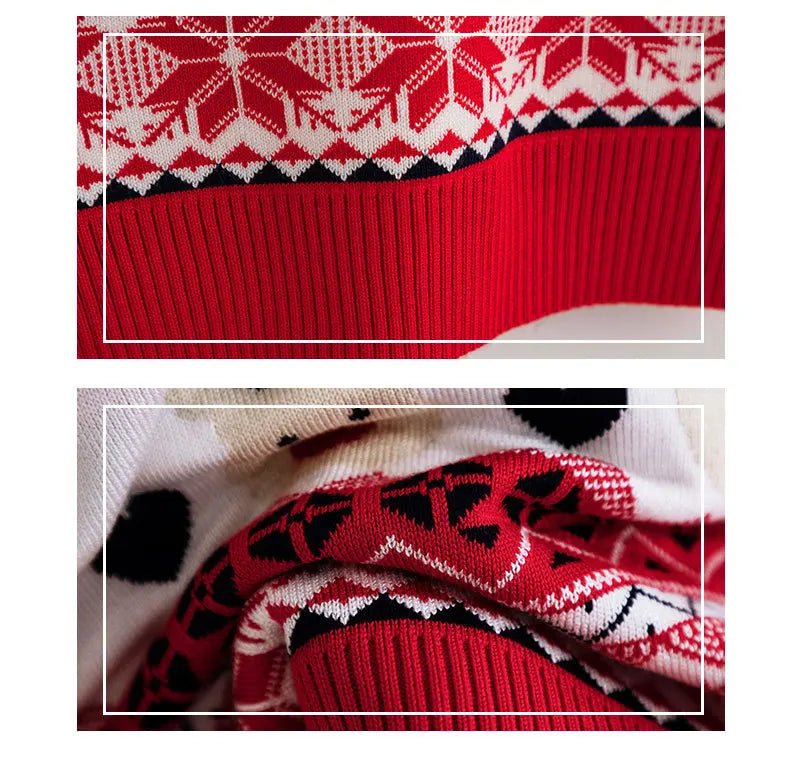 2024 Christmas Sweatshirts Winter Boy Girl Print Knit Sweater Pullover Cotton Clothes Autumn Kids Slouchy Soft Clothing Knitwear - PratSN