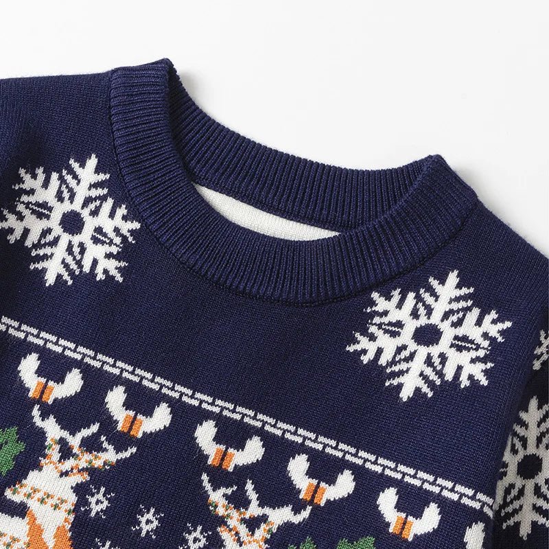 2024 Christmas Sweatshirts Winter Boy Girl Print Knit Sweater Pullover Cotton Clothes Autumn Kids Slouchy Soft Clothing Knitwear - PratSN