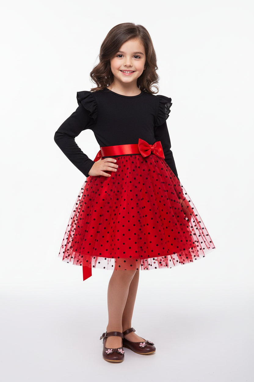 2024 Elegant New Girl Flower Square Neck Girl Dress for Wedding Autumn Winter Long Sleeve Princess Birthday Party Vestidos 3 - 8Y - PratSN