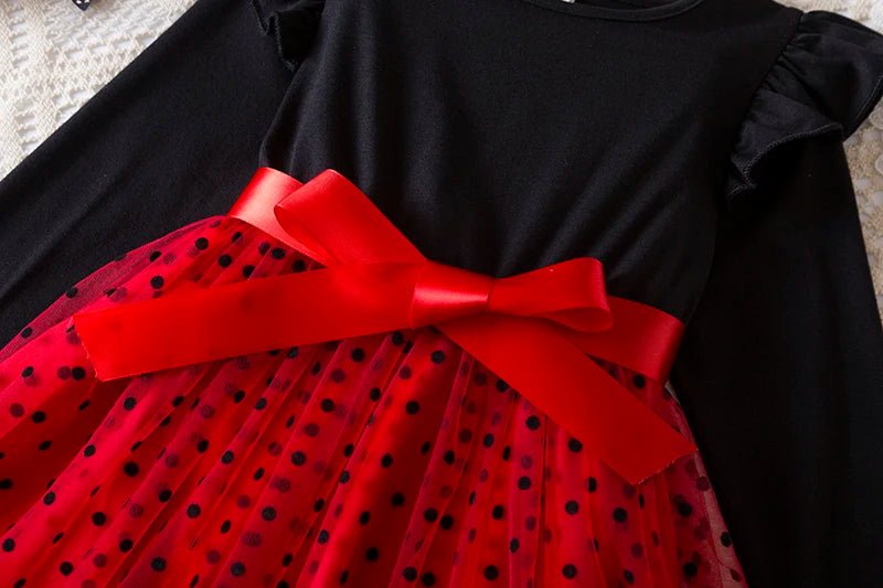 2024 Elegant New Girl Flower Square Neck Girl Dress for Wedding Autumn Winter Long Sleeve Princess Birthday Party Vestidos 3 - 8Y - PratSN