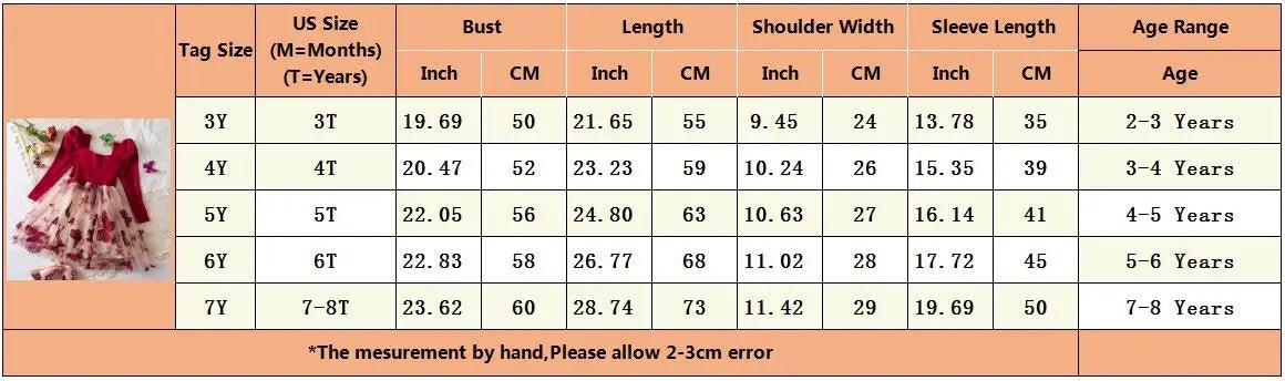 2024 Elegant New Girl Flower Square Neck Girl Dress for Wedding Autumn Winter Long Sleeve Princess Birthday Party Vestidos 3 - 8Y - PratSN