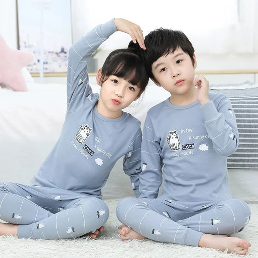 2024 New Children Underwear Sets Autumn And Winter Children's Clothing Cotton Boys Girls Home Clothing Baby Cotton Pajamas - PratSN