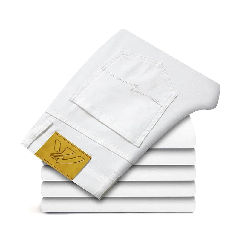 2024 New Summer Thin Men's Straight Denim Cotton Stretch Creamy - white Jeans Classic Business Pants Fashion Trousers Male Brand - PratSN