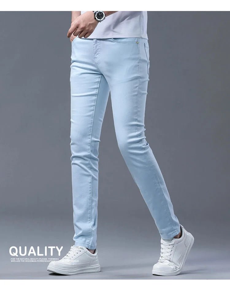 2024 Spring and Autumn New Fashion Solid Color Straight Leg Stretch Jeans Men's Casual Slim Comfortable Breathable Denim Pants - PratSN