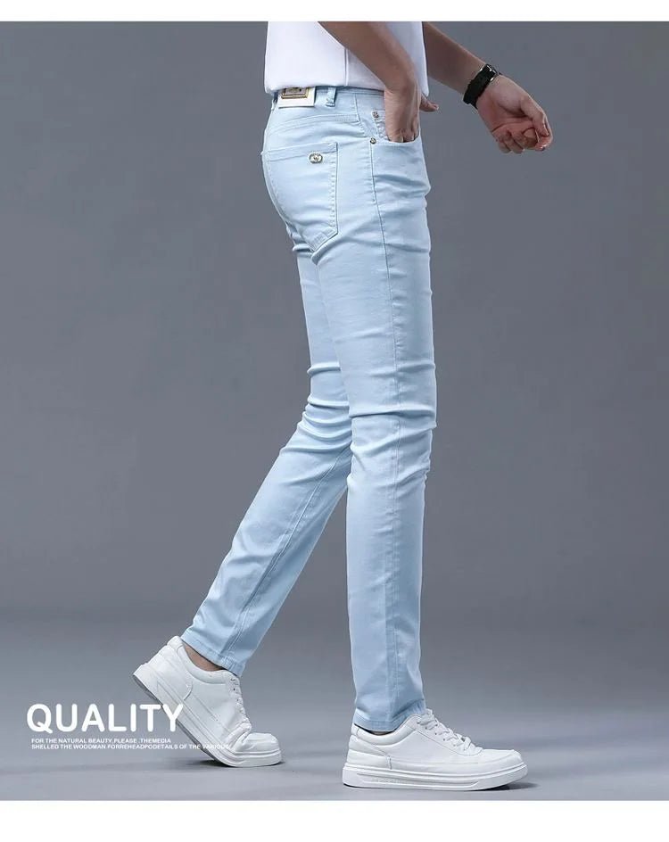 2024 Spring and Autumn New Fashion Solid Color Straight Leg Stretch Jeans Men's Casual Slim Comfortable Breathable Denim Pants - PratSN