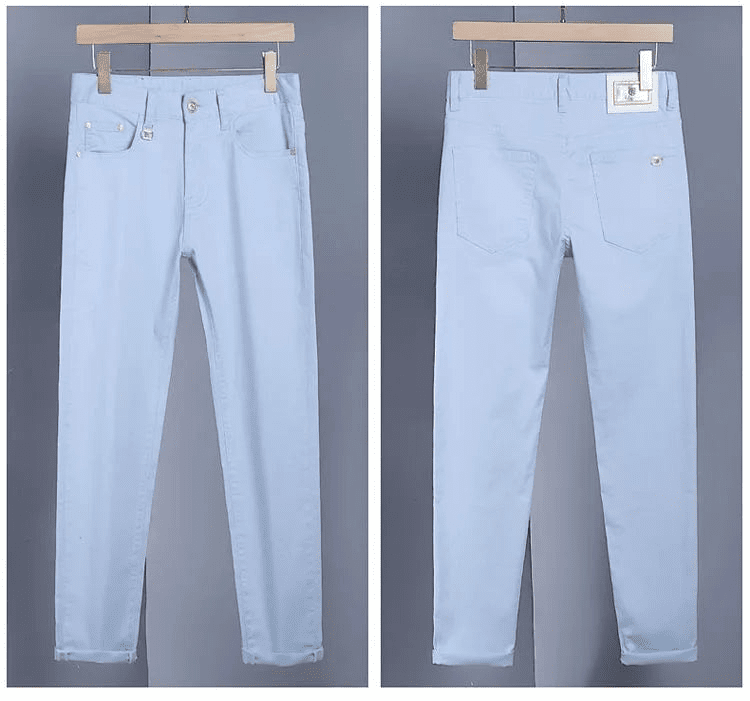 2024 Spring and Autumn New Fashion Solid Color Straight Leg Stretch Jeans Men's Casual Slim Comfortable Breathable Denim Pants - PratSN