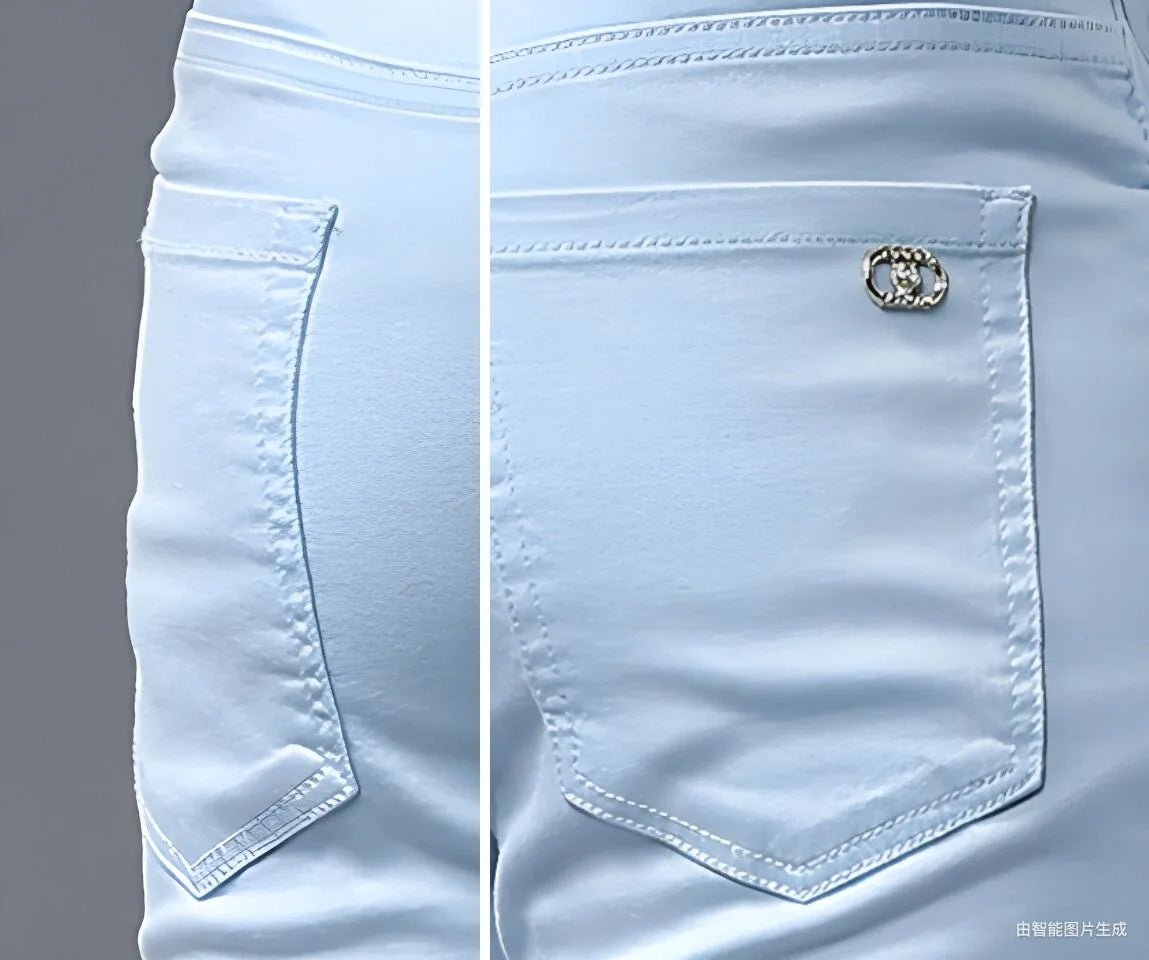 2024 Spring and Autumn New Fashion Solid Color Straight Leg Stretch Jeans Men's Casual Slim Comfortable Breathable Denim Pants - PratSN