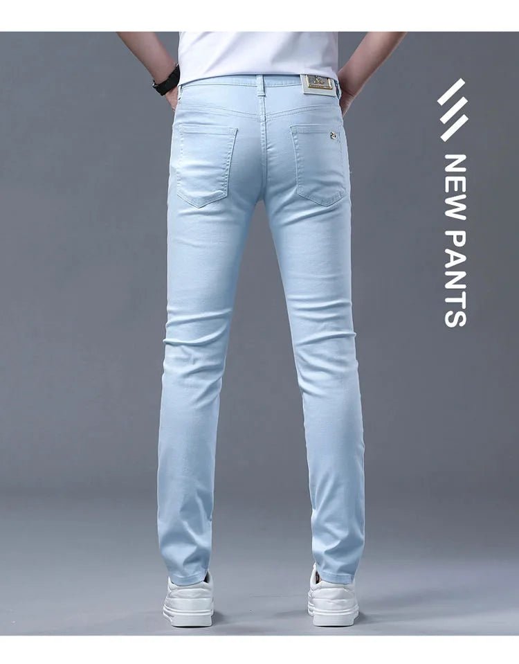 2024 Spring and Autumn New Fashion Solid Color Straight Leg Stretch Jeans Men's Casual Slim Comfortable Breathable Denim Pants - PratSN