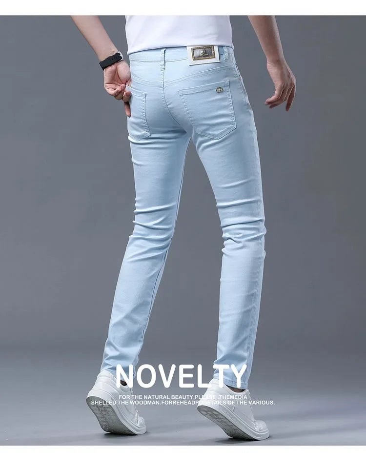 2024 Spring and Autumn New Fashion Solid Color Straight Leg Stretch Jeans Men's Casual Slim Comfortable Breathable Denim Pants - PratSN