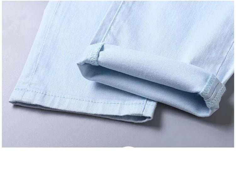 2024 Spring and Autumn New Fashion Solid Color Straight Leg Stretch Jeans Men's Casual Slim Comfortable Breathable Denim Pants - PratSN