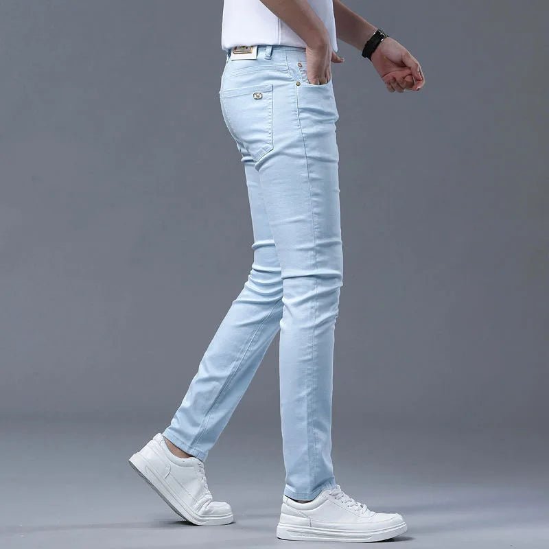 2024 Spring and Autumn New Fashion Solid Color Straight Leg Stretch Jeans Men's Casual Slim Comfortable Breathable Denim Pants - PratSN