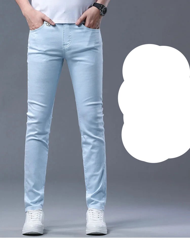 2024 Spring and Autumn New Fashion Solid Color Straight Leg Stretch Jeans Men's Casual Slim Comfortable Breathable Denim Pants - PratSN