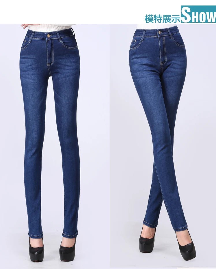 2024 Spring Autumn High waist Jeans Women With pockets Slim Cotton Stretch Mother Denim Trousers Casual Female Straight pants - PratSN