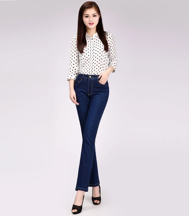 2024 Spring Autumn High waist Jeans Women With pockets Slim Cotton Stretch Mother Denim Trousers Casual Female Straight pants - PratSN