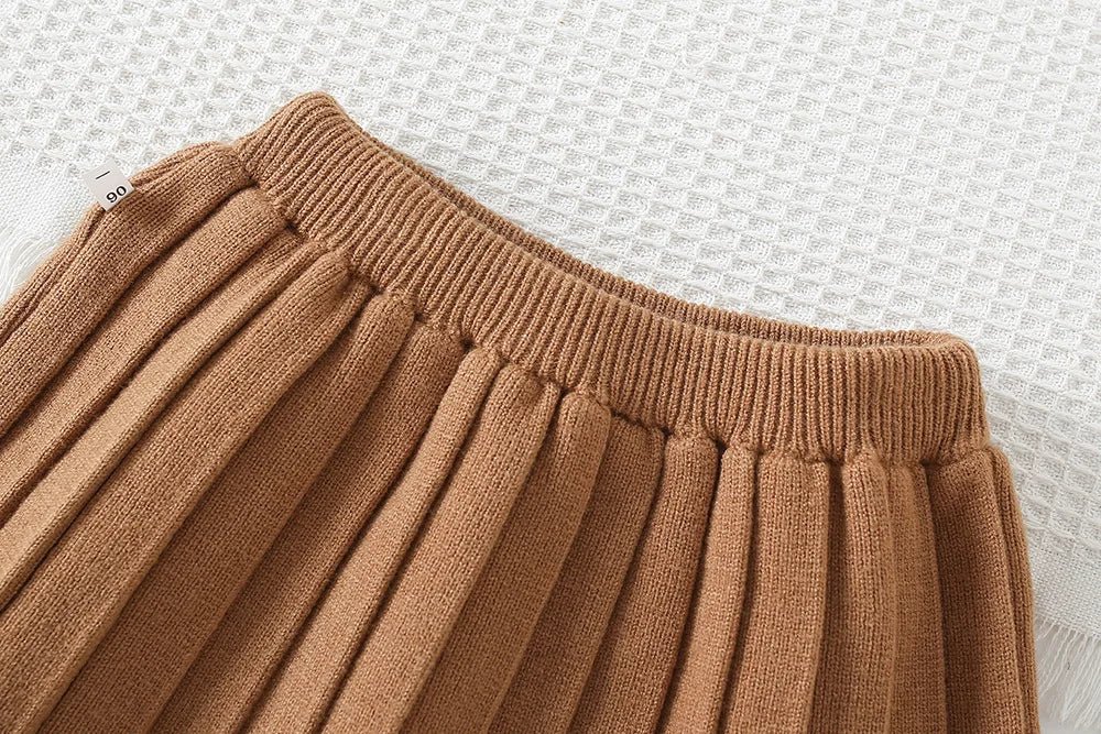 2025 Autumn Children Outfit 2PCS Kids Sweater Set 9M - 5T Fashion Girls Baby Bead Pullover + Short Skirt - PratSN