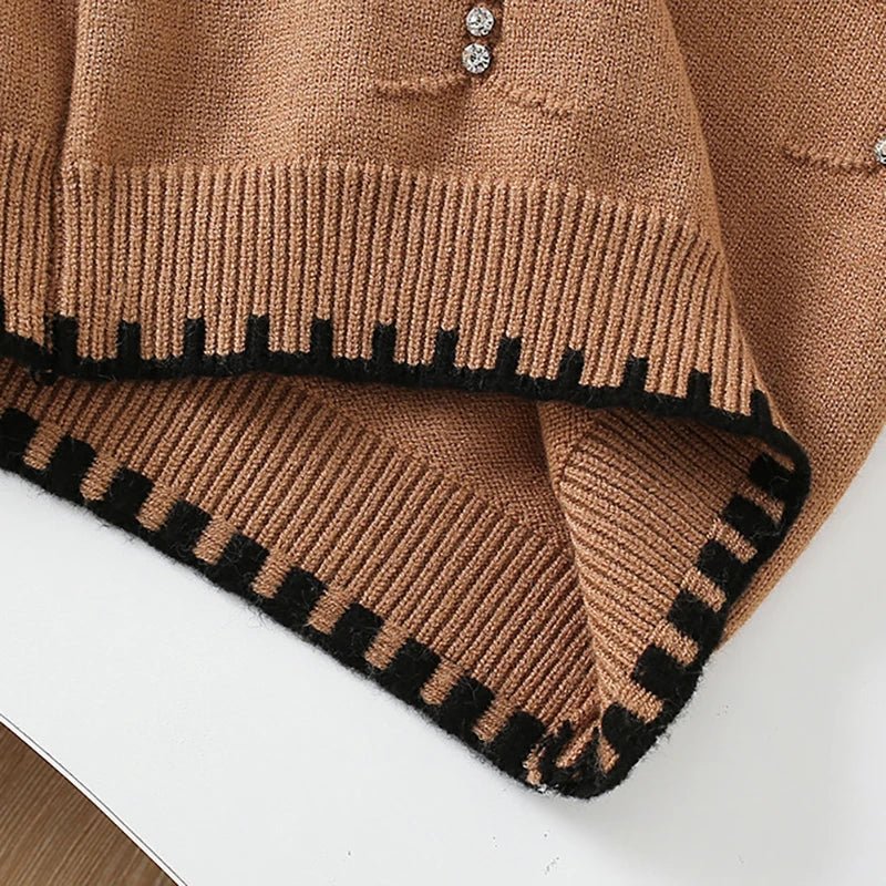 2025 Autumn Children Outfit 2PCS Kids Sweater Set 9M - 5T Fashion Girls Baby Bead Pullover + Short Skirt - PratSN