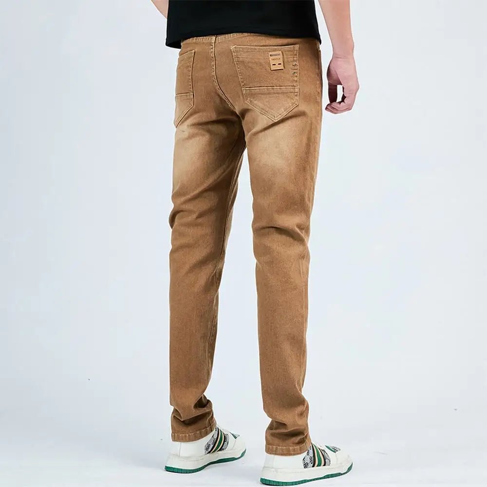 2025 Autumn Men's White Slim Fit Straight Jeans Casual Stretch Denim Pants Comfortable Fashion Streetwear Male Brand Clothing - PratSN