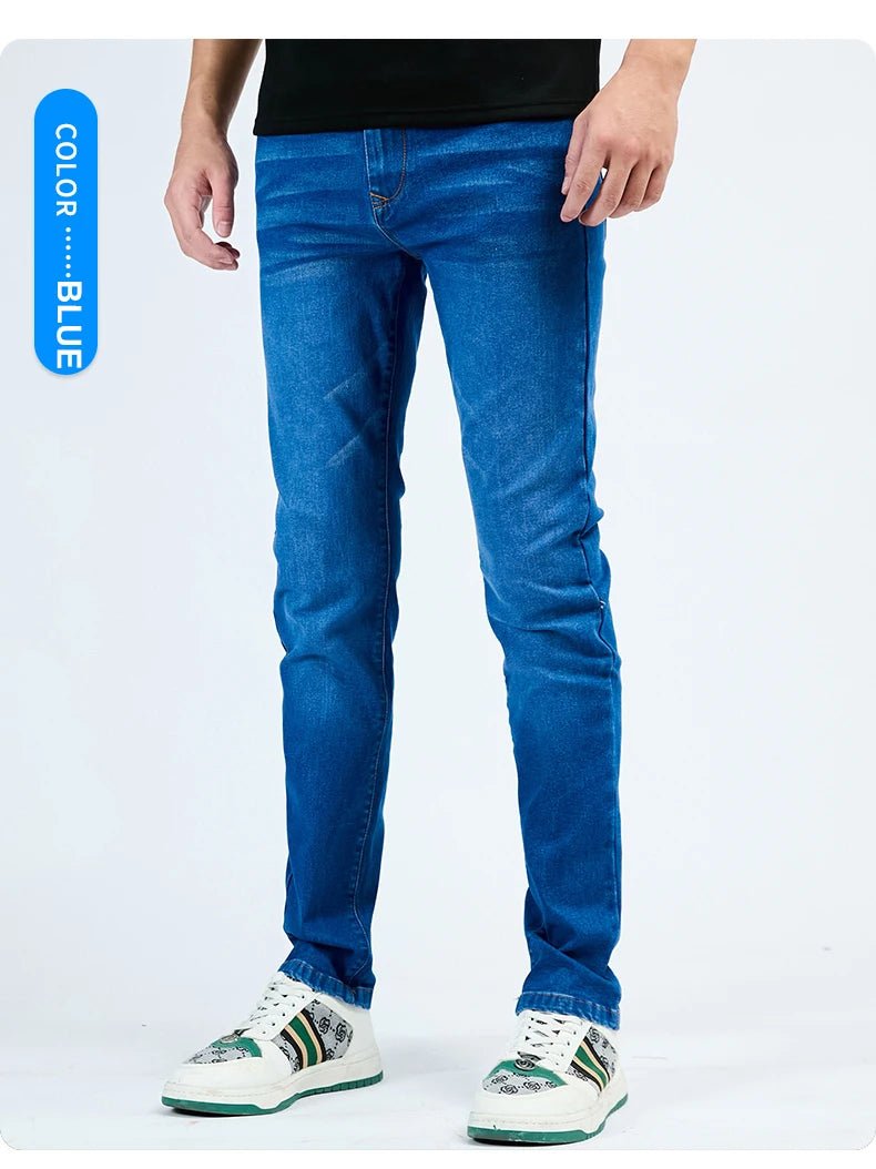 2025 Autumn Men's White Slim Fit Straight Jeans Casual Stretch Denim Pants Comfortable Fashion Streetwear Male Brand Clothing - PratSN
