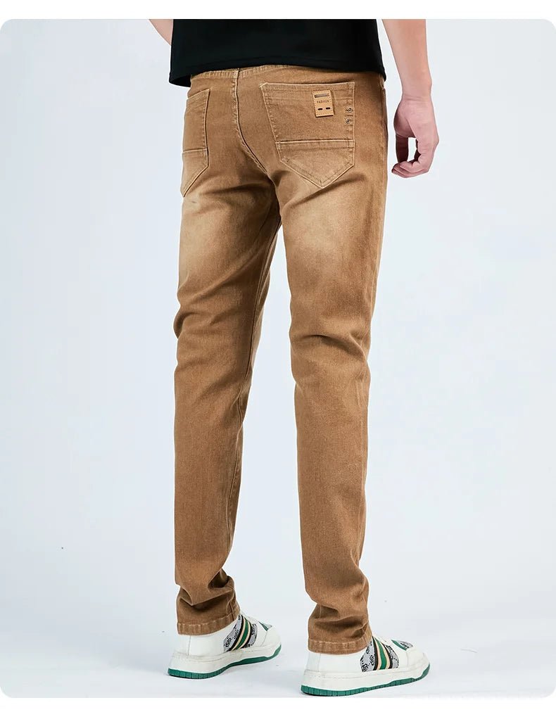 2025 Autumn Men's White Slim Fit Straight Jeans Casual Stretch Denim Pants Comfortable Fashion Streetwear Male Brand Clothing - PratSN