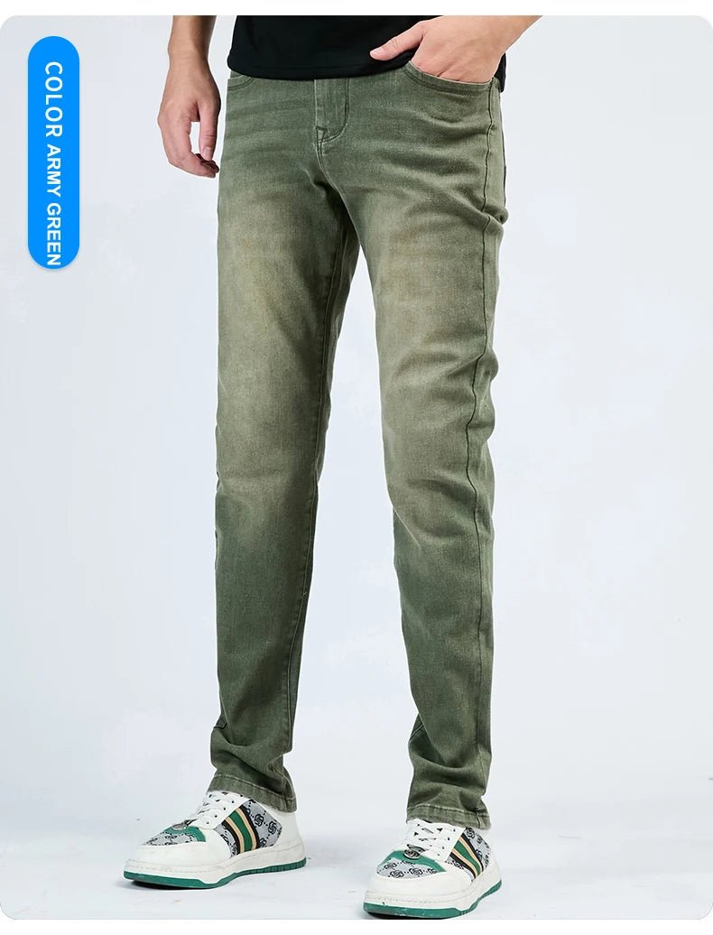 2025 Autumn Men's White Slim Fit Straight Jeans Casual Stretch Denim Pants Comfortable Fashion Streetwear Male Brand Clothing - PratSN