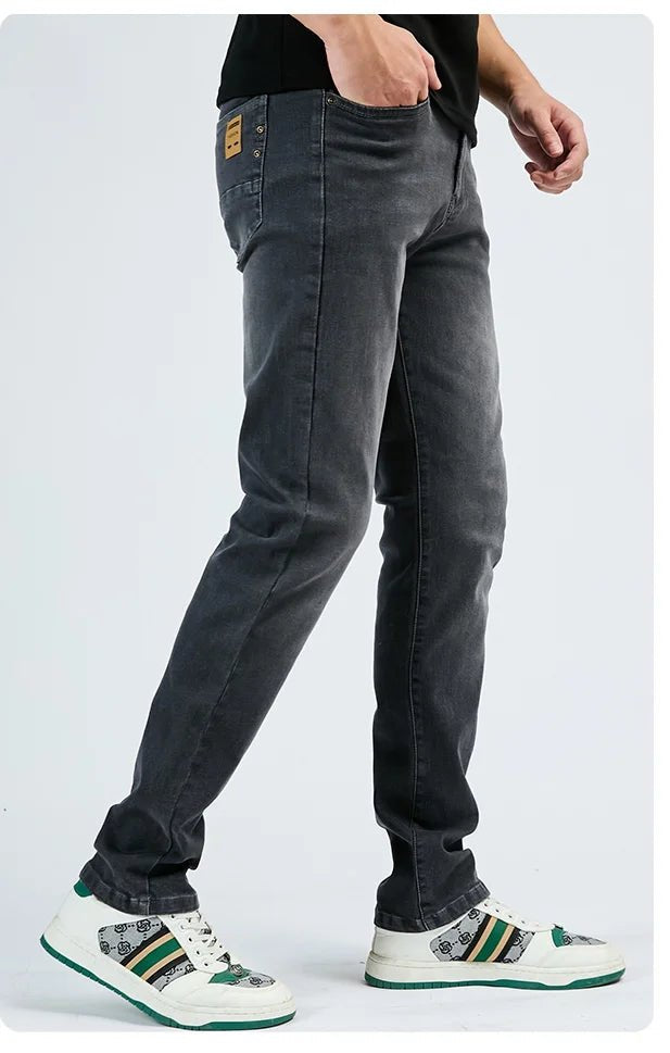2025 Autumn Men's White Slim Fit Straight Jeans Casual Stretch Denim Pants Comfortable Fashion Streetwear Male Brand Clothing - PratSN