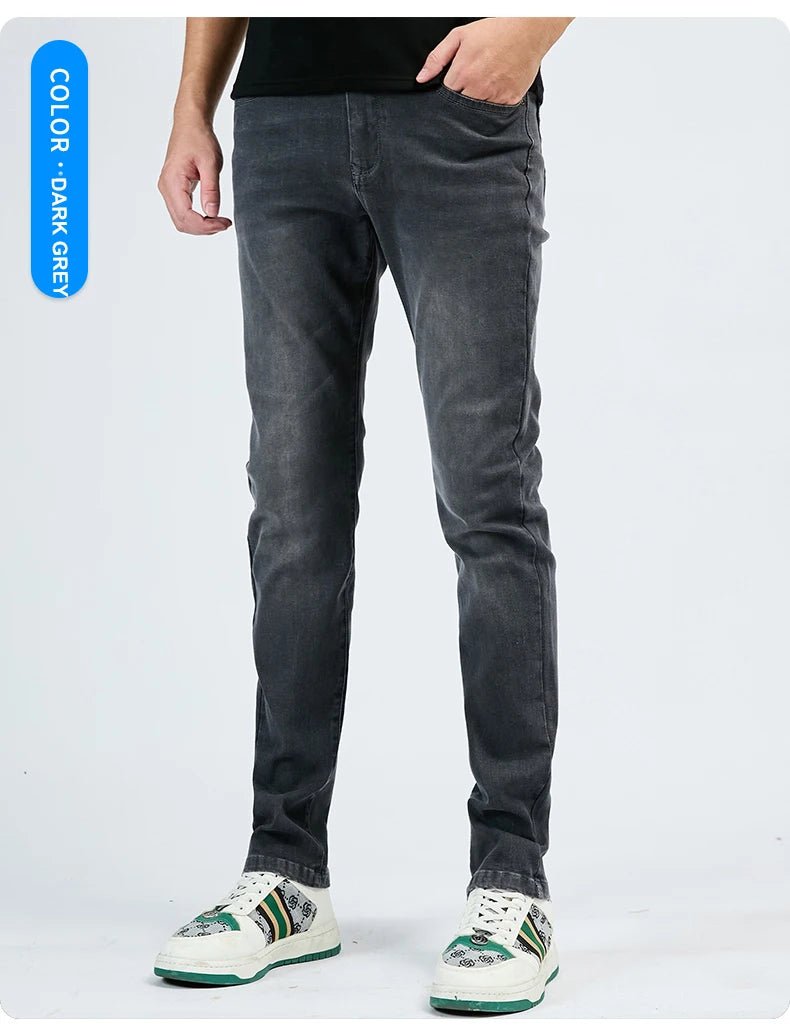 2025 Autumn Men's White Slim Fit Straight Jeans Casual Stretch Denim Pants Comfortable Fashion Streetwear Male Brand Clothing - PratSN