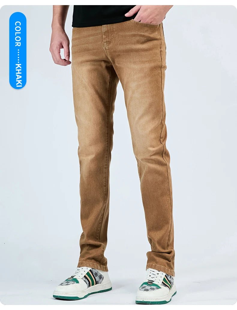 2025 Autumn Men's White Slim Fit Straight Jeans Casual Stretch Denim Pants Comfortable Fashion Streetwear Male Brand Clothing - PratSN