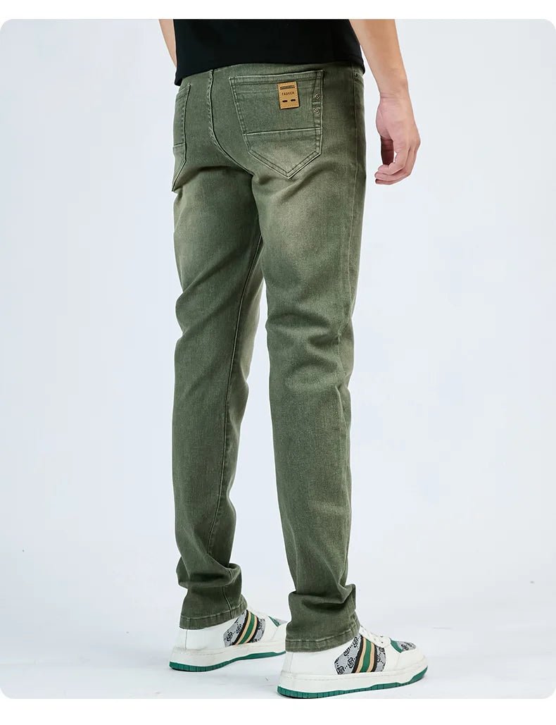 2025 Autumn Men's White Slim Fit Straight Jeans Casual Stretch Denim Pants Comfortable Fashion Streetwear Male Brand Clothing - PratSN